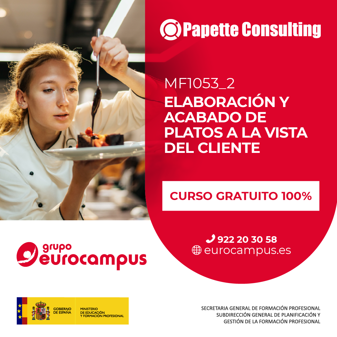 Elaboración y acabado de platos a la vista del cliente - papette rojo