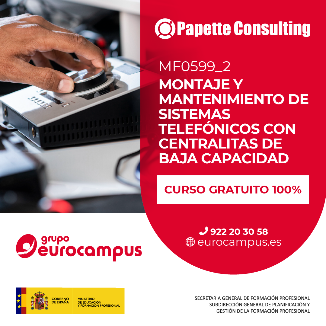 Montaje y mantenimiento de sistemas telefónicos con centralitas de baja capacidad - papette rojo