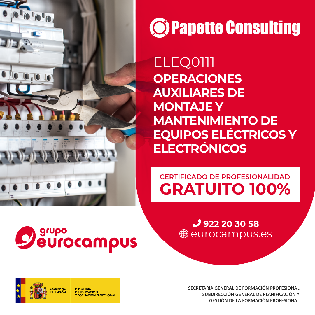 Operaciones auxiliares de montaje y mantenimiento de equipos eléctricos y electrónicos - papette rojo